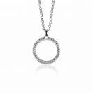 22mm ZINZI Sterling Silver Round Pendant Twist Design White Zirconia ZIH2128 (excl. necklace)