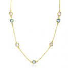 ZINZI Gold Plated Sterling Silver Multi-look Bracelet Curb and Green Bead Chain with Round Setting with Olive Green Color Stone 16,5-19,5cm ZIA2528G