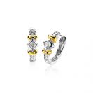 16mm ZINZI Sterling Silver Bicolor Hoop Earrings Bar White Zirconia ZIO2121CR