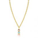 ZINZI Gold Plated Sterling Silver Chain Necklace with Luxurious Pendant (30mm) of 3 Square Settings Set with Pink and Turquoise Color Stones 43-45cm ZIC2454