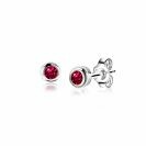 JULY Stud Earrings 4mm Sterling Silver with Birthstone Red Ruby Zirconia