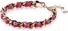 ZINZI Rose Gold Plated Sterling Silver Curb Chain Bracelet with Pink Rope 18-21cm ZIA1095M