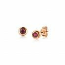 4mm ZINZI Rose Gold Plated Sterling Silver Stud Earrings Round Red Color Stone ZIO1177RR