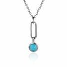 26mm ZINZI Sterling Silver Pendant Paperclip Chain Round Turquoise Blue ZIH2173 (excl. necklace)