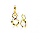 8mm ZINZI gold-plated silver earring pendants with organically shaped open circles with a twist, ZICH-BF119G (without hoops)