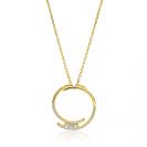 ZINZI gold plated silver necklace with large open round pendant 25mm set with white cubic zirconias 45-50 cm ZIC2645Y