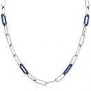 ZINZI Sterling Silver Necklace Paperclip Chain with Trendy Chains in Lapis Blue 45cm ZIC2549