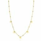 ZINZI Gold Plated Sterling Silver Chain Necklace with Beads and 5 Shiny Heart Charms 42-45cm ZIC2531G
