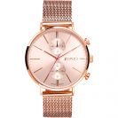 ZINZI Traveller Watch 39mm Rose Gold Colored Dial Stainless Steel Case and Mesh Strap with dual time ZIW705M