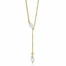 ZINZI Gold Plated Sterling Silver Y-Necklace Beads and White Pearls 45cm ZIC2187G