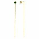 80mm ZINZI gold plated silver threader earrings with 5mm green stone chaton setting and graceful chain ZIO2576GG
