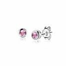 OCTOBER Stud Earrings 4mm Sterling Silver with Birthstone Pink Rose Quartz Zirconia