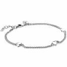ZINZI Sterling Silver Curb Chain Bracelet with 3 Shiny Heart 17-20cm ZIA2408
