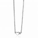 ZINZI Sterling Silver Necklace with Hearts Zirconia 42-45cm ZIC2137