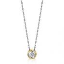 ZINZI Gold Plated Sterling Silver Necklace Round Setting with White Zirconia 40-45cm ZIC1775G