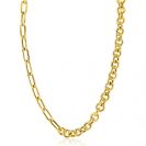 ZINZI Gold Plated Sterling Silver Necklace 45cm with 2 Sturdy Chains Combined: Rolo and Oval Chains (8,5mm width) ZIC2477G