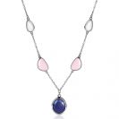 ZINZI Sterling Silver Necklace with White, Pink and Blue Color Stones in Trendy Shapes 45cm ZIC1998