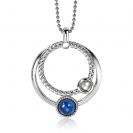 32mm ZINZI Sterling Silver Pendant Open Circles Blue ZIH1963