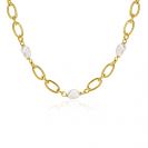 ZINZI gold-plated silver link necklace with white freshwater pearls, 49cm, ZIC-BF112G