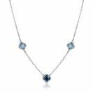 ZINZI silver link necklace with two light blue clovers and one dark blue clover 42-45cm ZIC2663B