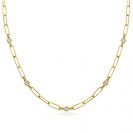 ZINZI Gold Plated Sterling Silver Necklace Paperclip Chain Round White Zirconia 40-45cm ZIC2079Y