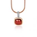 ZINZI Rose Gold Plated Sterling Silver Pendant Square Red White ZIH1717
