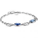ZINZI Sterling Silver Marine Chain Bracelet with 2 Oval Settings with Blue and Light Blue Color Stones 16,5-19,5cm ZIA-BF90