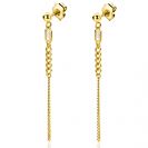 56mm ZINZI Gold Plated Sterling Silver Earrings with Curb Chain and Rectangular Setting with White Zirconia ZIO2410