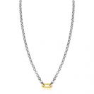 ZINZI Sterling Silver Rolo Chain Necklace 42cm with Gold Plated Oval Clasp ZIC2377