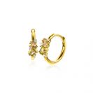 15mm ZINZI gold-plated silver hoops adorned with champagne, peridot, and white zirconia, featuring a luxury clasp closure, ZIO-BF120