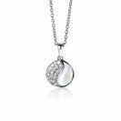 18mm ZINZI Sterling Silver Yin Yang Pendant Round Set with Mother-of-Pearl and White Zirconias ZIH2423 (excl. necklace)