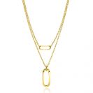 ZINZI Gold Plated Sterling Silver Multi-look Necklace 43cm Figaro and Rolo Chains with Open Oval Pendants ZIC2534G