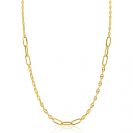 ZINZI Gold Plated Sterling Silver Marine Chain Necklace Combined with Larger Oval Chains 42-45cm ZIC2413G