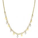 ZINZI Gold Plated Sterling Silver Fantasy Necklace Round Chains White Pearls 40-45cm ZIC2186G