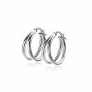 19mm ZINZI silver multi-look hoops with a trendy double tube and a practical top closure, ZIO-BF113