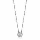 ZINZI Sterling Silver Necklace Round Setting with White Zirconia 40-45cm ZIC1775