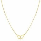 ZINZI gold plated silver necklace with paperclip links, with two droplet shapes beautifully connected in the middle 42-45cm ZIC2634
