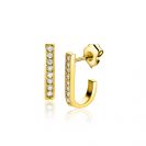 15mm ZINZI Gold Plated Sterling Silver Earrings Oval Shape with White Zirconias ZIO2404Y