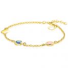ZINZI zlv. armband gg.verg. blauw en roze kleursteen