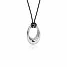 ZINZI black leather cord necklace with large openwork organically shaped pendant, 50cm, ZIC-BF126