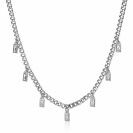 ZINZI Sterling Silver Curb Chain Necklace Baguette White Zirconias 40-45cm ZIC2104