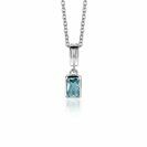 17mm ZINZI silver rectangular pendant set with a petrol blue gemstone ZIH2614 (without necklace)