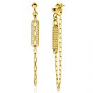 60mm ZINZI Gold Plated Sterling Silver Stud Earrings with Paperclip Chain and Open Oval White Zirconias ZIO2538