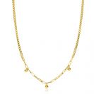 ZINZI Gold Plated Sterling Silver Chain Necklace Curb and Paperclip Chain with Beads 40-45cm ZIC2521G