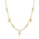 ZINZI gold plated silver link necklace with four white cubic zirconias and three round beads, evenly distributed across the necklace 42-45cm ZIC2658