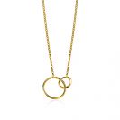 ZINZI Gold Plated Sterling Silver Necklace with 2 Connected Open Circles 42-45cm ZIC1278G