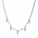 ZINZI Sterling Silver Chain Necklace Paperclip Baguette White Zirconias 40-43cm ZIC2103