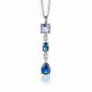 35mm ZINZI Sterling Silver Pendant Square, Oval and Drop Blue Color Stones with Small White Zirconias ZIH2397 (excl. necklace)