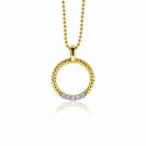 22mm ZINZI Gold Plated Sterling Silver Round Pendant Twist Design White Zirconia ZIH2128Y (excl. necklace)