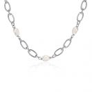 ZINZI silver link necklace with white freshwater pearls, 49cm, ZIC-BF112